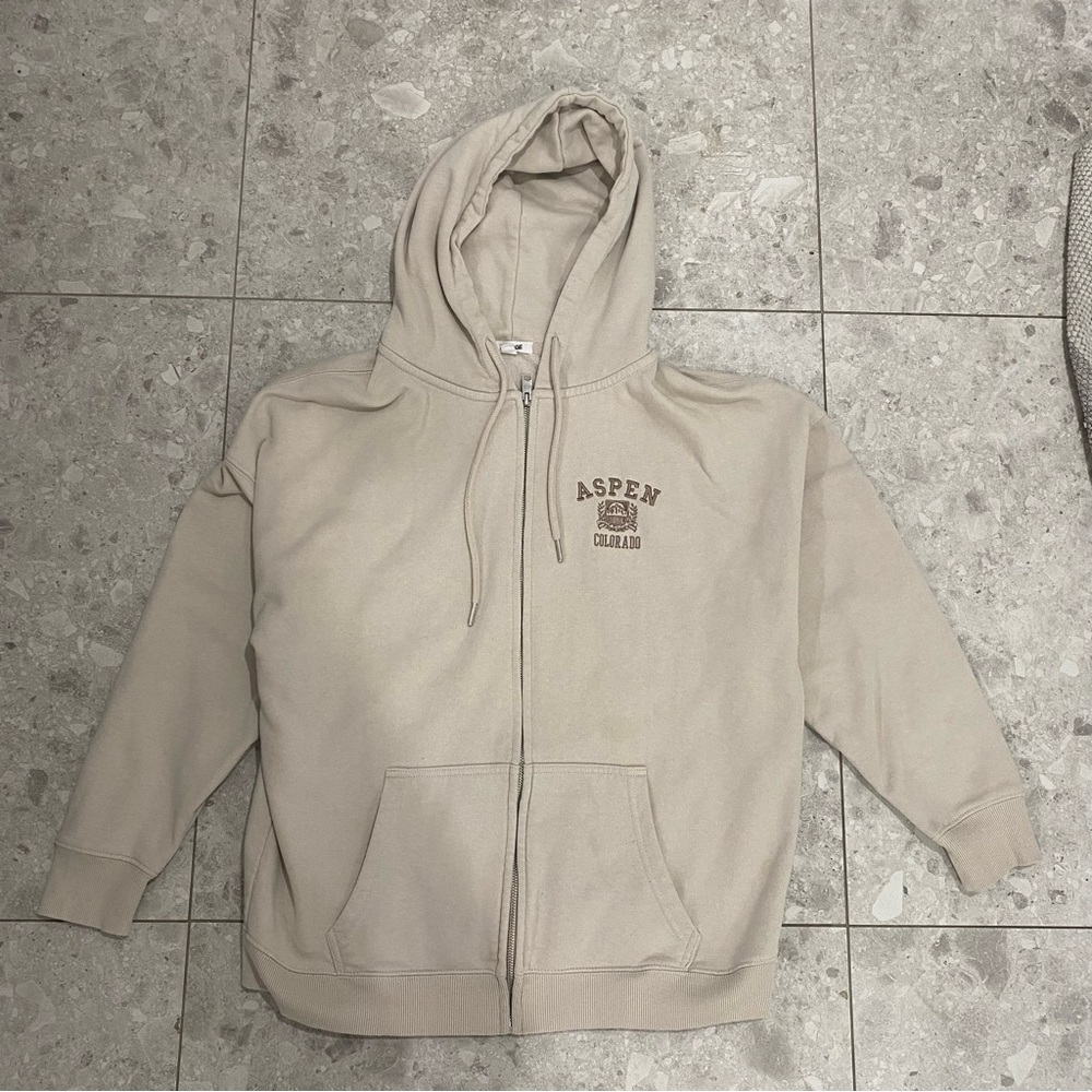 Garage Cream and Brown Zip Up Sweaters